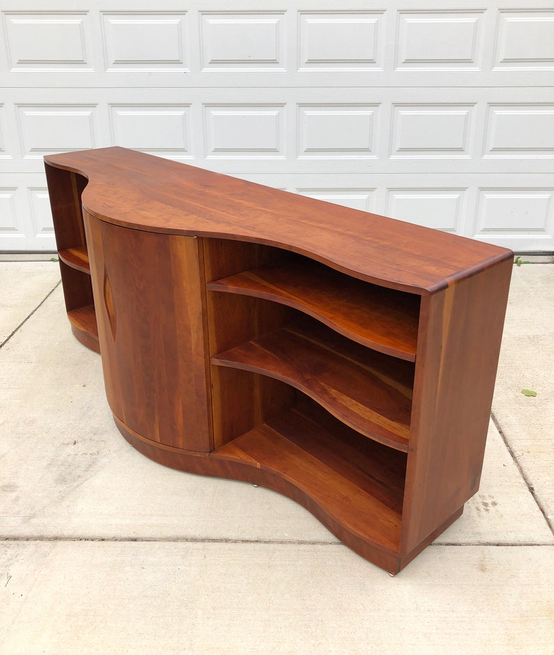 vintage American studio craft furniture credenza sculptural cabinet image 3