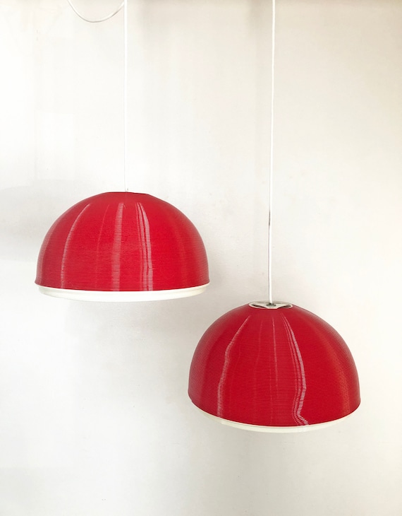 Vintage Mid Century 2 Rotaflex Pendant Hanging Lamp Light Rotaflex Pendant Hanging Lamp Light, Vintage Pendant Light Fixture Pair