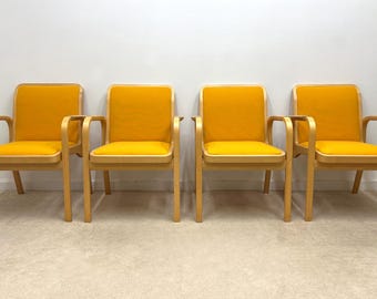 vintage mid century (4) Alvar Aalto model E45 arm chair set scandinavian design