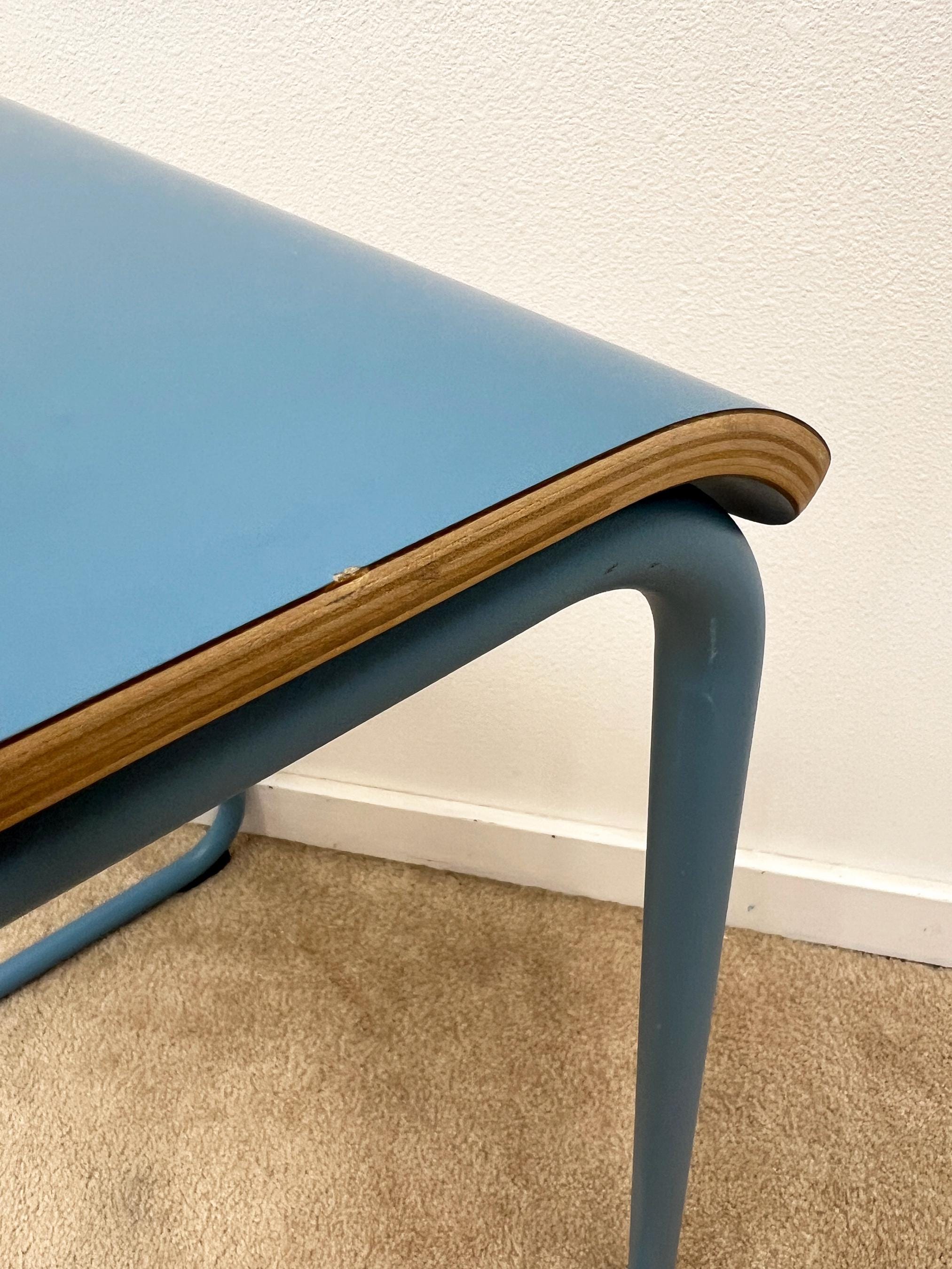 Knoll Toboggan Pull up Table Stool Seating Desk Blue Antenna