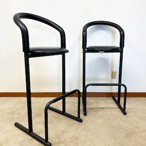 vintage post modern Amisco counter bar stools set of 2