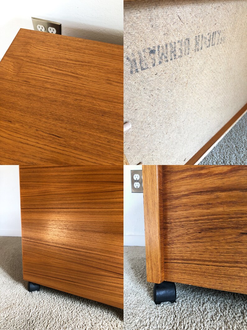 Danish modern teak storage cabinet chest mid century