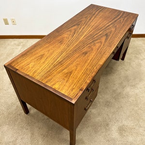 mid century Founders exotic wood executive desk image 7