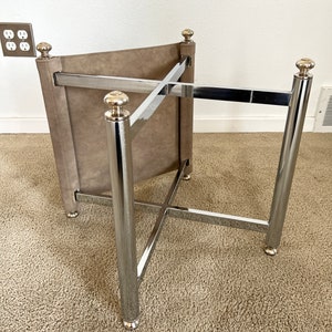 mid century post modern chrome suede x base seating stool image 10