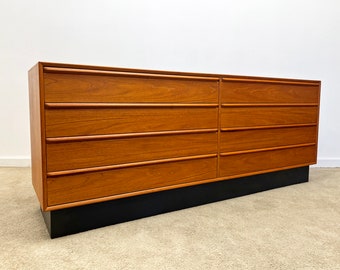 SOLD Danish modern Westnofa Norway teak 8 drawer long lowboy dresser mid century