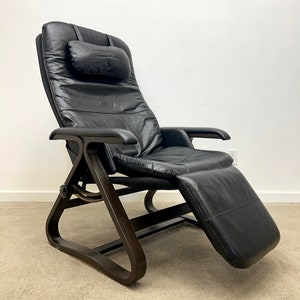Danish Modern Backsaver Zero Gravity Leather Lounge Chair Recliner