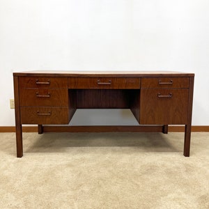 mid century Founders exotic wood executive desk image 2