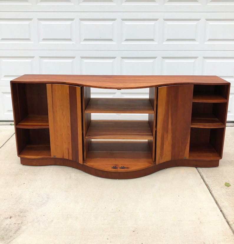 vintage American studio craft furniture credenza sculptural cabinet image 5