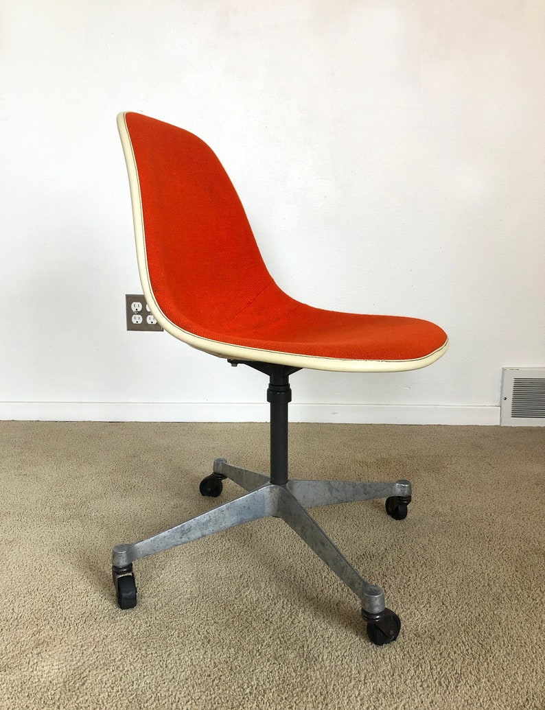 Herman Miller Eames upholstered side shell chair office contract base rolling adjustable height mid century image 3