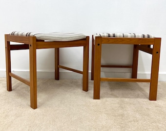 mid century teak stool ottoman pair (2) accent seating danish modern