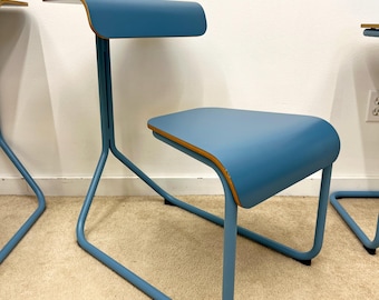 Knoll toboggan stool chair desk blue Antenna Design mid century