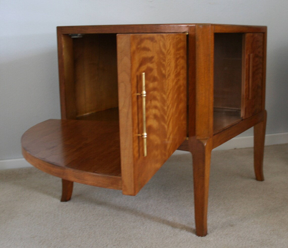 Mid Century 2 Art Deco Figured Mahogany French End Table Etsy