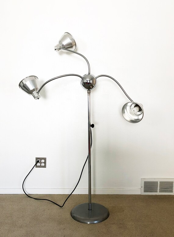 Mid Century 3 Head Adjustable Flex Chrome Science Floor Lamp Mid Century 3 Head Adjustable Flex, Floor Lamps Madison Wi