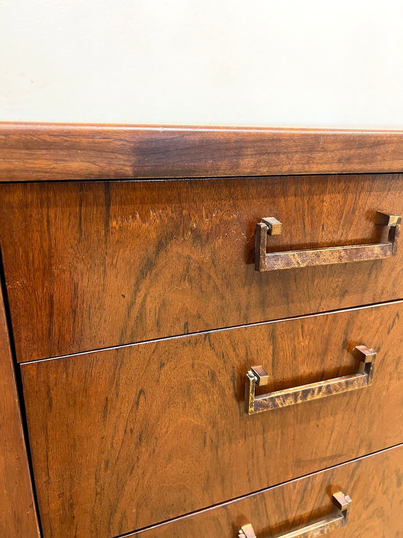 mid century Founders exotic wood executive desk image 8