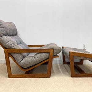 vintage danish modern Lennart Bender teak lounge chair ottoman mid century
