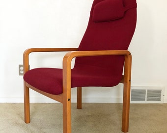 mid century bentwood highback lounge chair danish modern