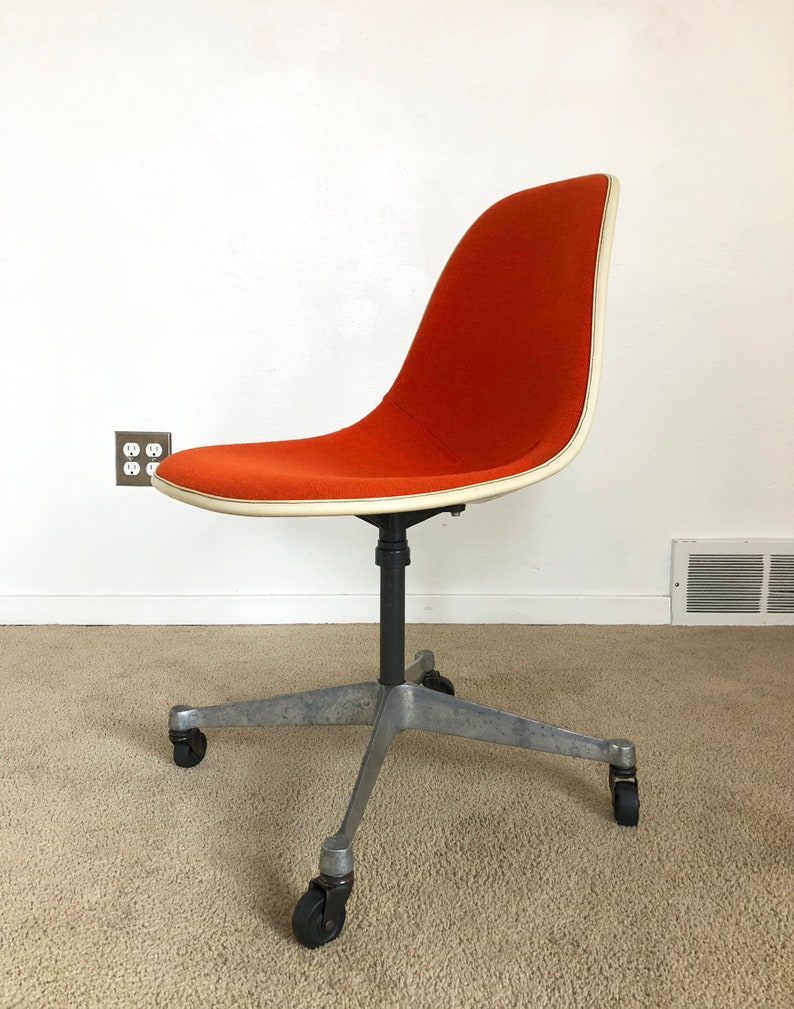 Herman Miller Eames upholstered side shell chair office contract base rolling adjustable height mid century image 4