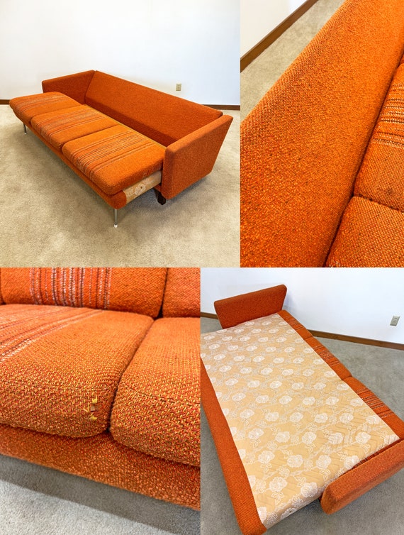 Vintage Mid Century Danish Modern Sofa Couch Pull Out Bed Etsy