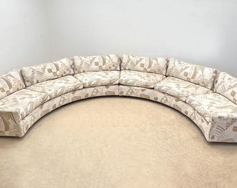 Milo Baughman sectional sofa semi circle curved 2pc modular couch Thayer Coggin mid century