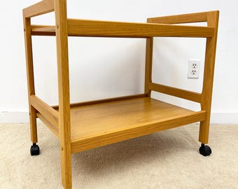 vintage danish modern rift sawn oak wood rolling serving cart bar server BRDR Furbo Spottrup mid century