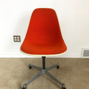 Herman Miller Eames upholstered side shell chair office contract base rolling adjustable height mid century image 1