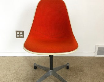 Herman Miller Eames upholstered side shell chair office contract base rolling adjustable height mid century