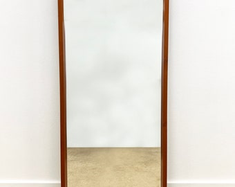 Danish modern teak wall hanging mirror mid century