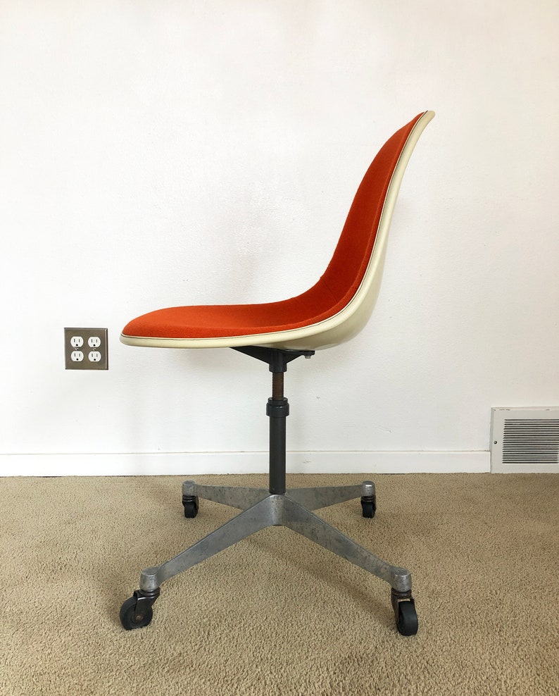 Herman Miller Eames upholstered side shell chair office contract base rolling adjustable height mid century image 2