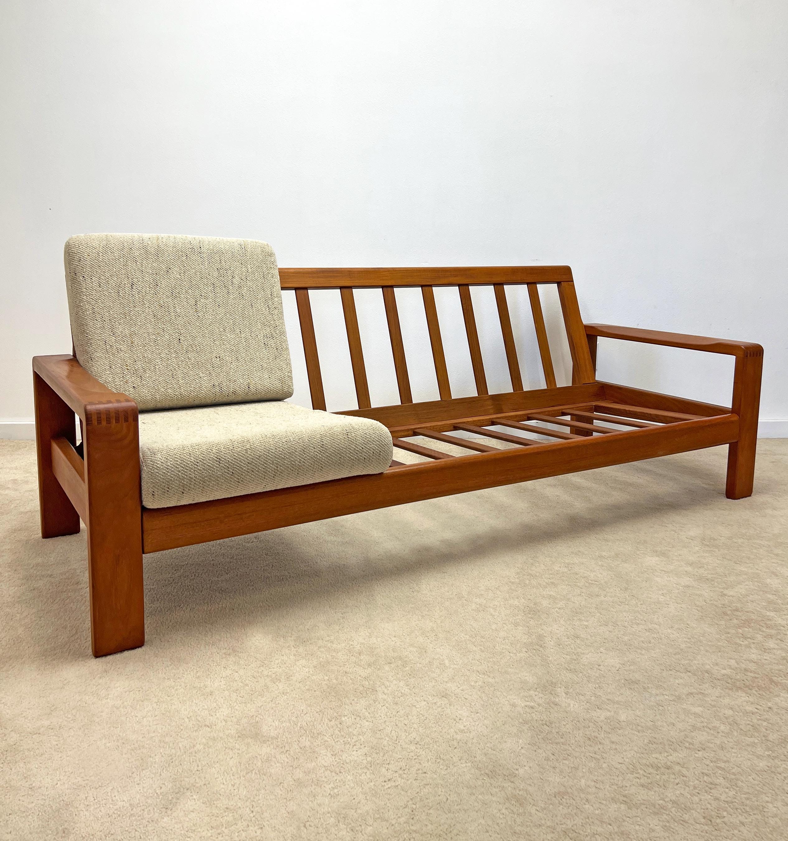 vintage mid century Bramin solid teak wood sofa couch danish modern