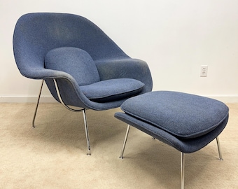 vintage Knoll Saarinen womb lounge chair and ottoman mid century