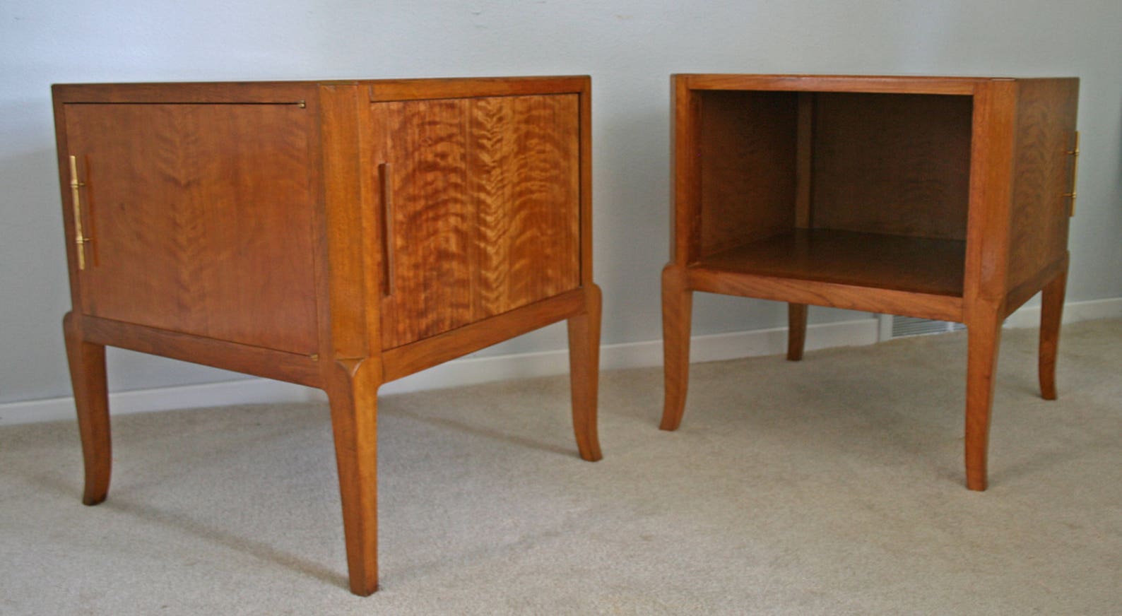 Mid Century 2 Art Deco Figured Mahogany French End Table Etsy