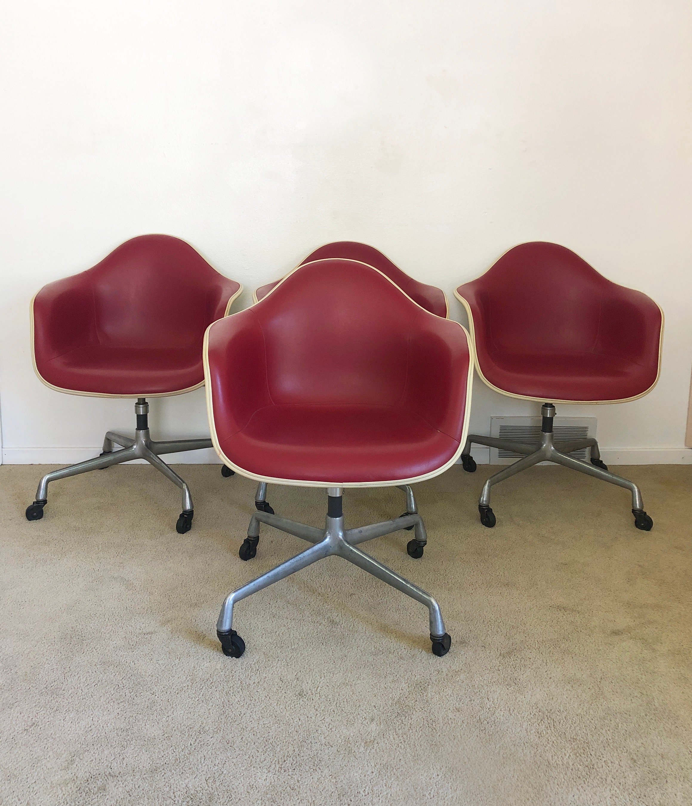 Herman Miller (4) Eames Upholstered Fiberglass Arm Shell