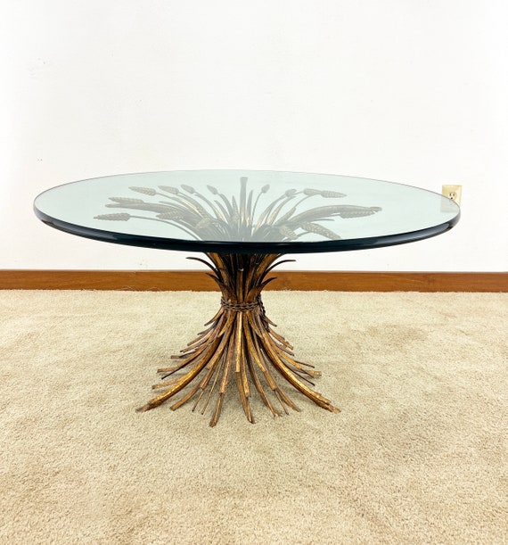 Hollywood Regency Sheaf of Wheat Coffee Table Italian Mid Century