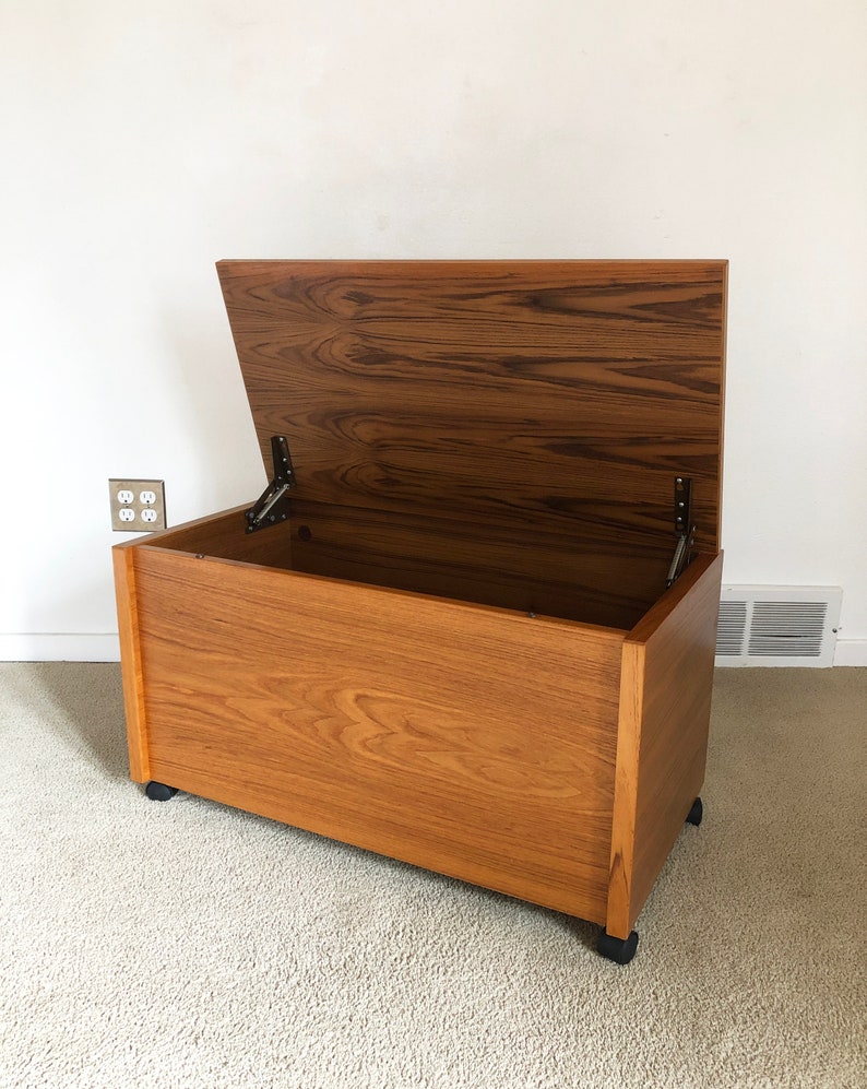 Danish modern teak storage cabinet chest mid century