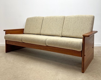 Danish modern solid teak minimalist sofa couch mid century
