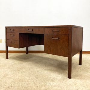 mid century Founders exotic wood executive desk image 3