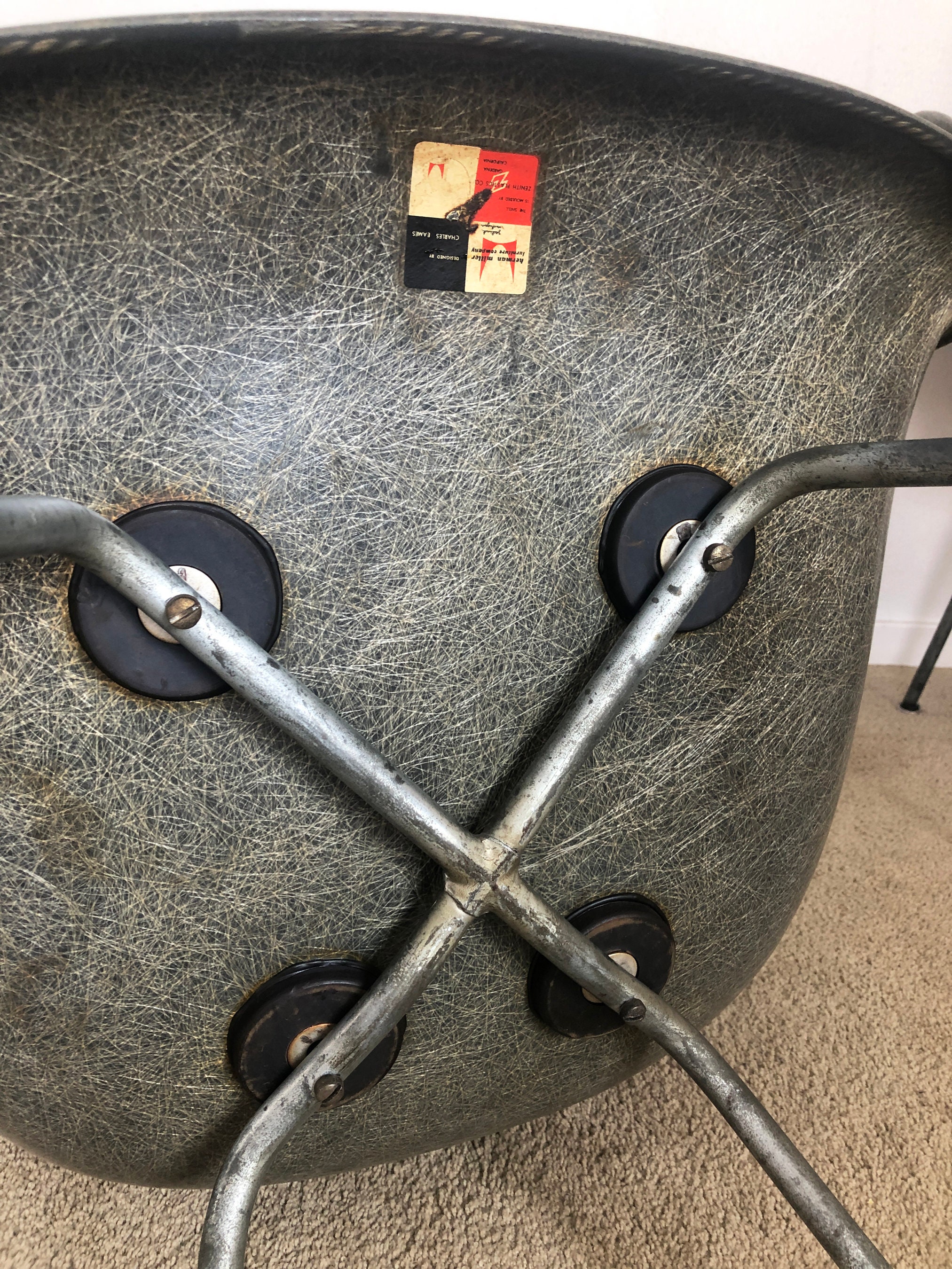 Early Herman Miller Eames Zenith Rope Edge Arm Shell Chair Early Herman Miller Eames Zenith Rope Edge Arm Shell Chair