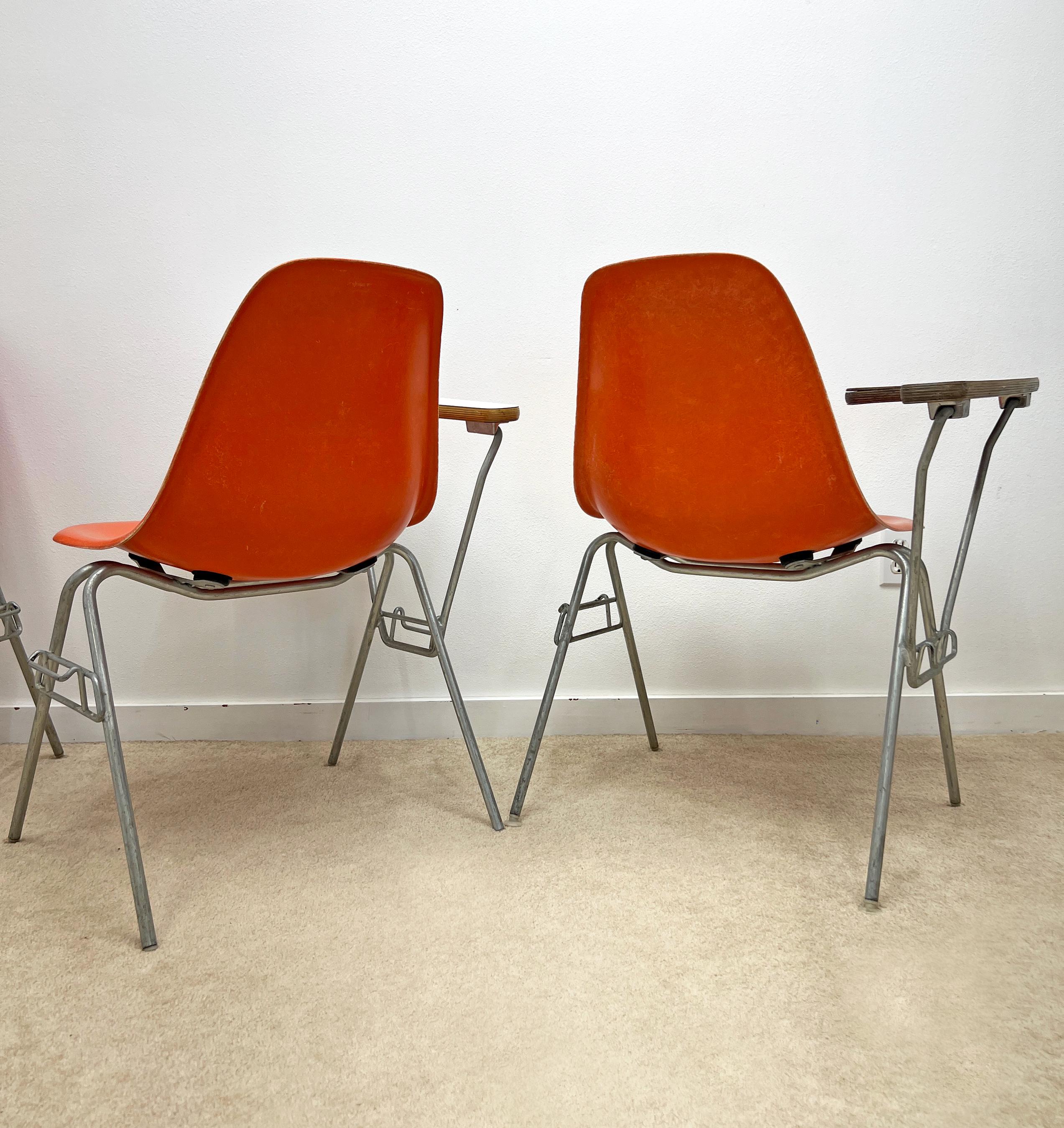 Herman Miller Eames Fiberglass Orange Side Shell Chair School Desk