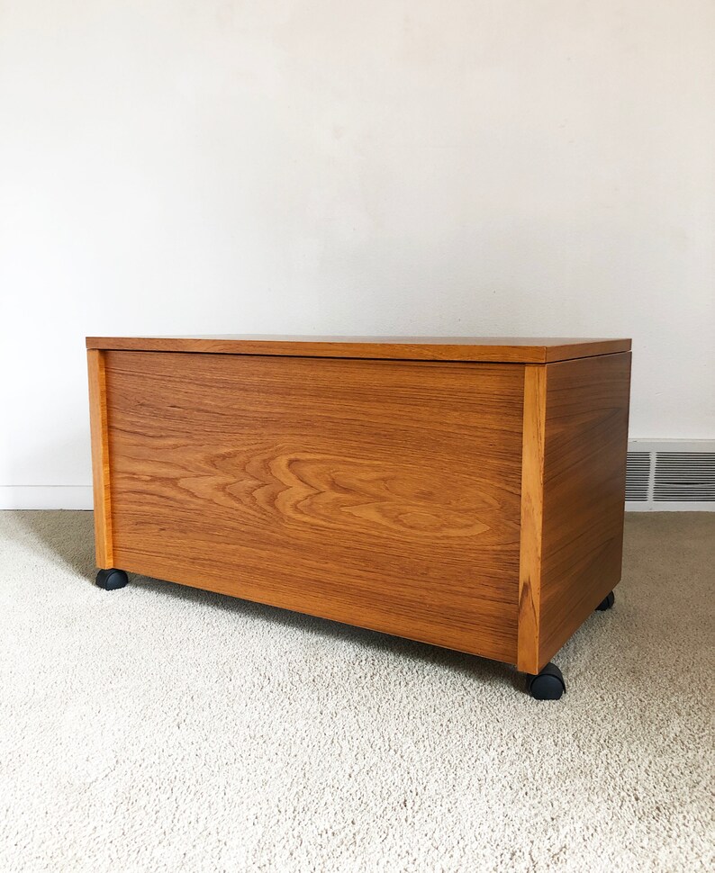 Danish modern teak storage cabinet chest mid century