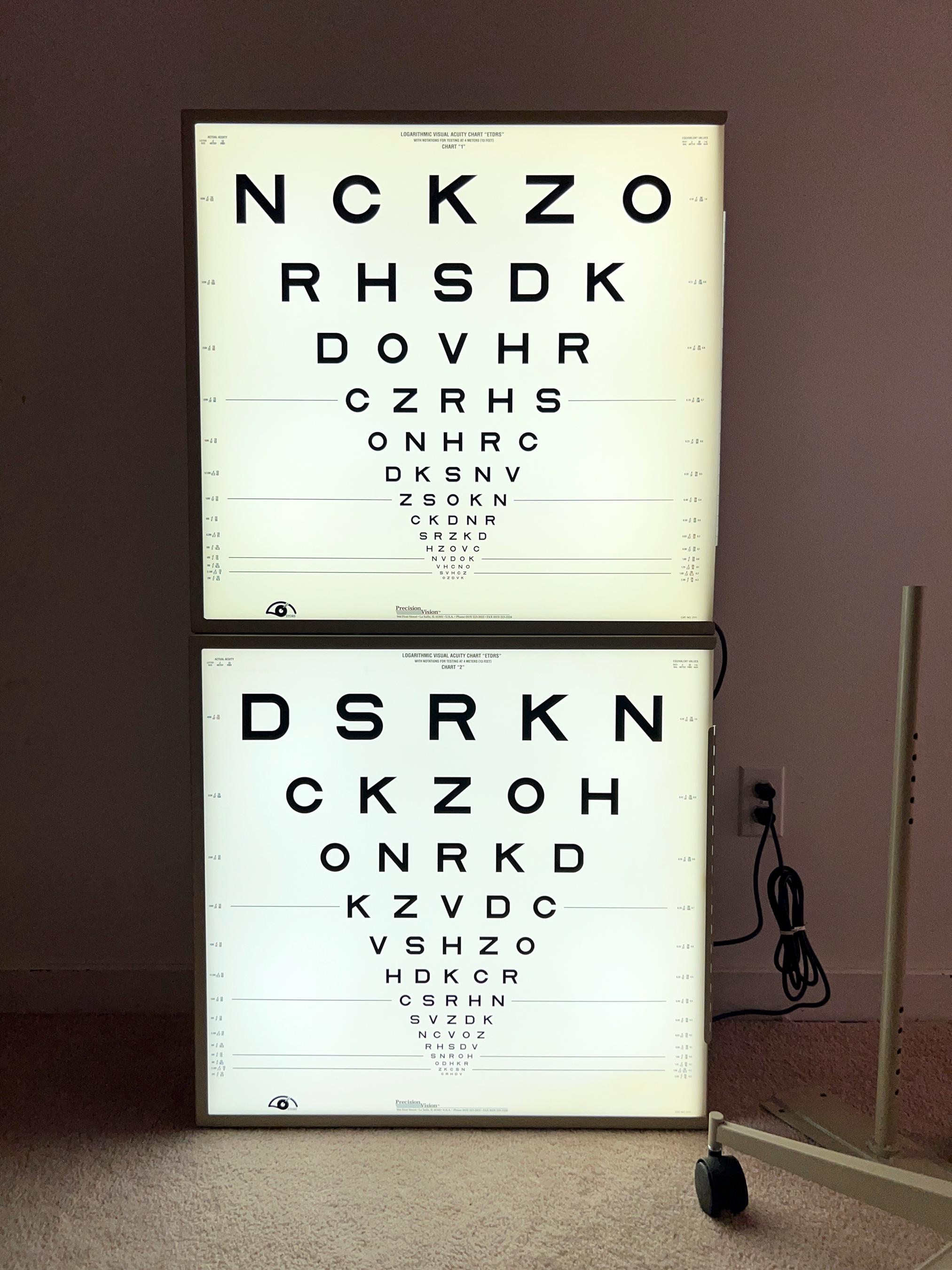 Vintage Optometrist Illuminated Eye Exam Chart Vision Light Box ...