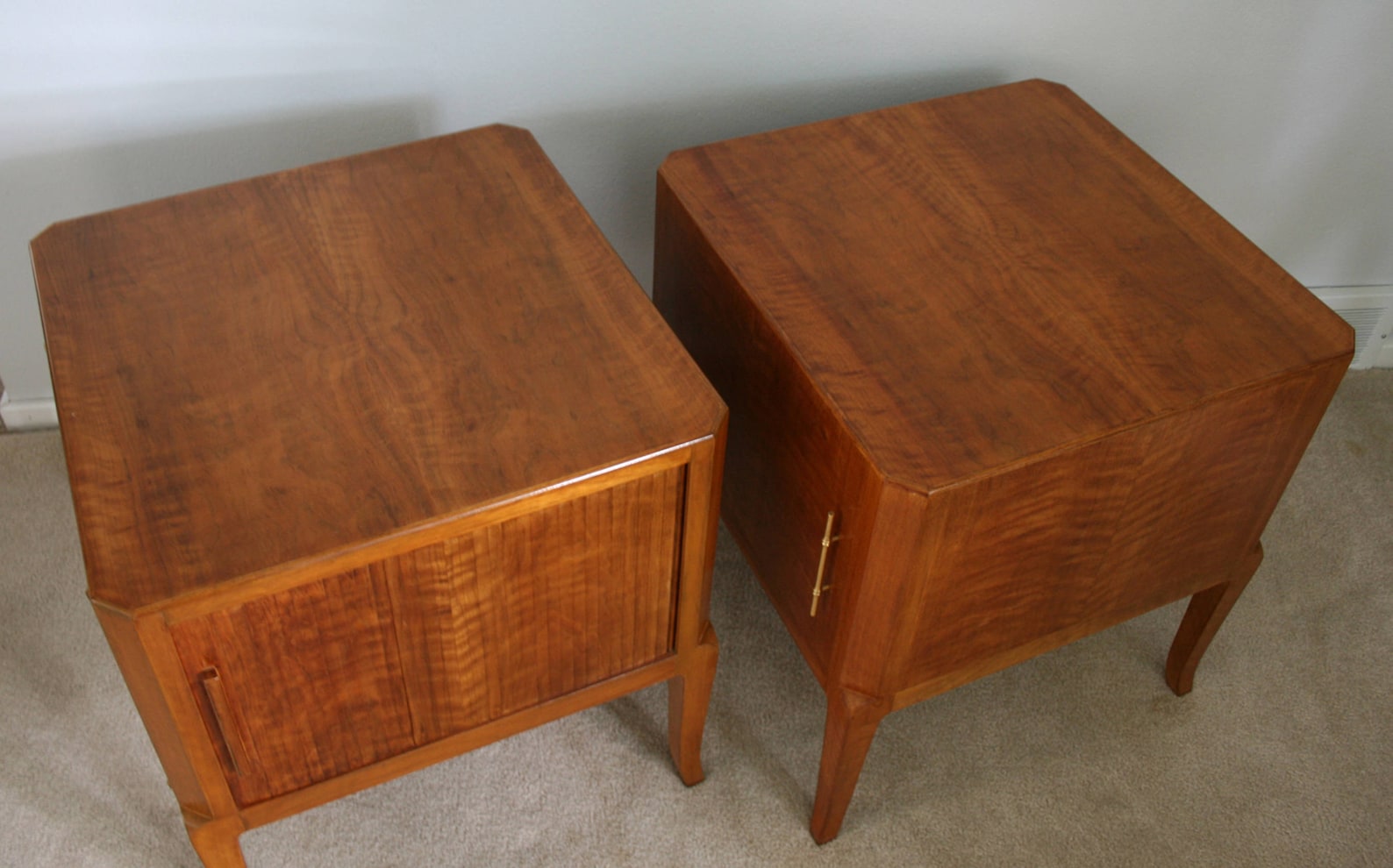 Mid Century 2 Art Deco Figured Mahogany French End Table Etsy