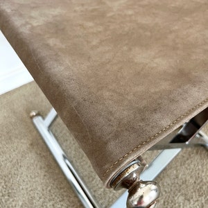 mid century post modern chrome suede x base seating stool image 7