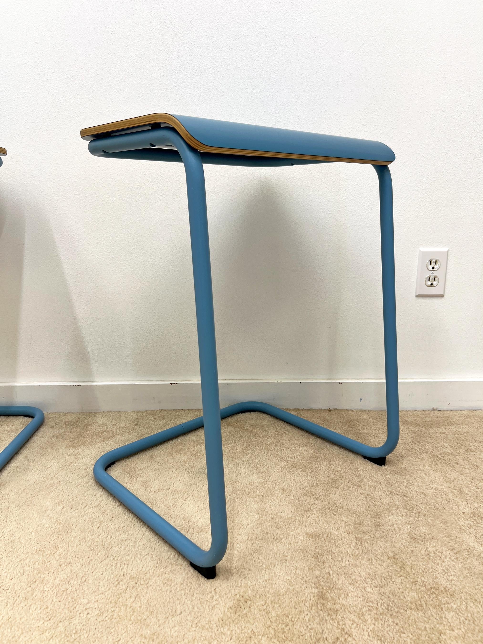 Knoll Toboggan Pull up Table Stool Seating Desk Blue Antenna