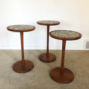 RARE vintage (3) Marshall Studios Martz tile side table set mid century