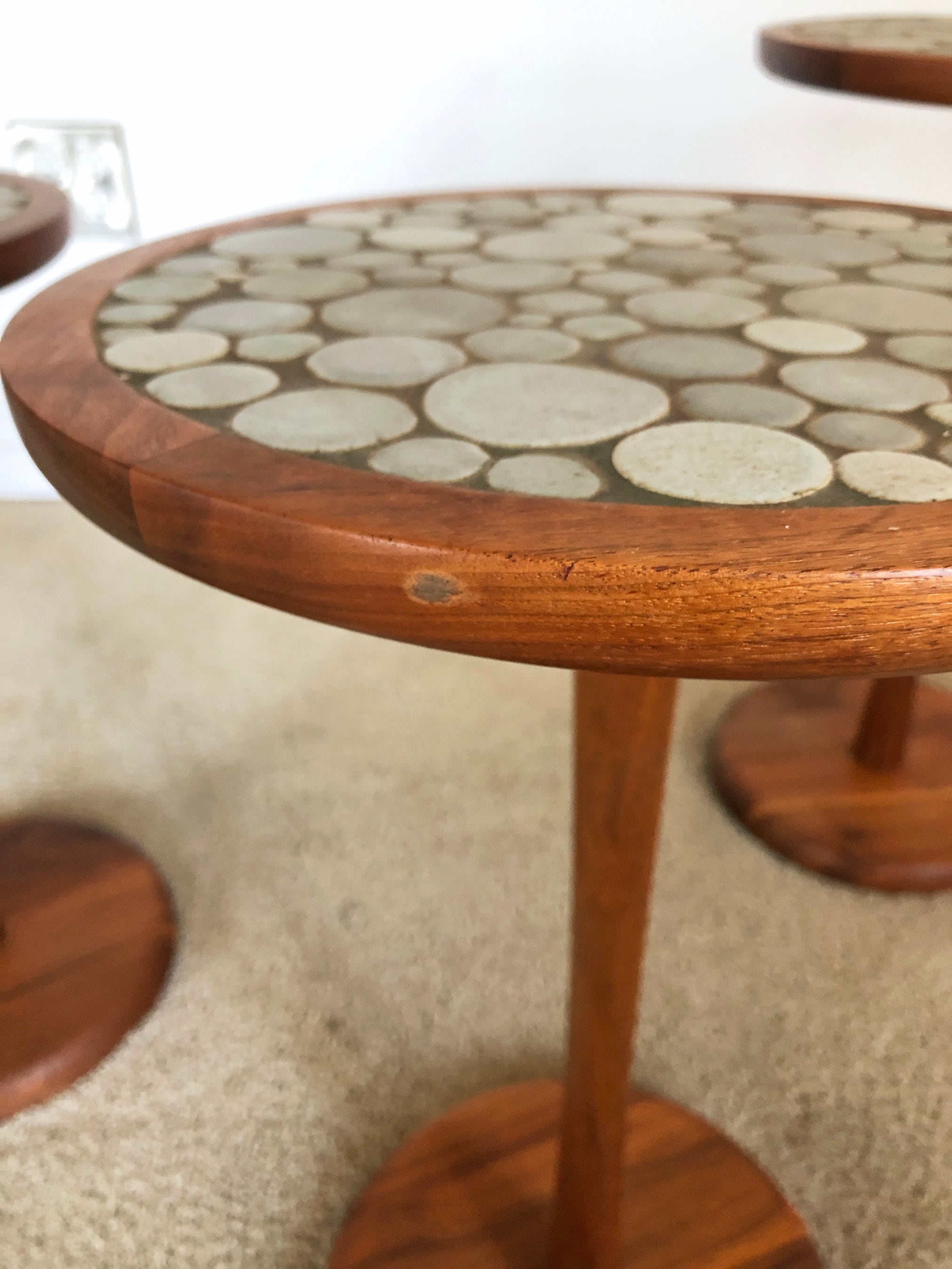 RARE Vintage (2) Marshall Studios Martz Tile Side Table Set Mid