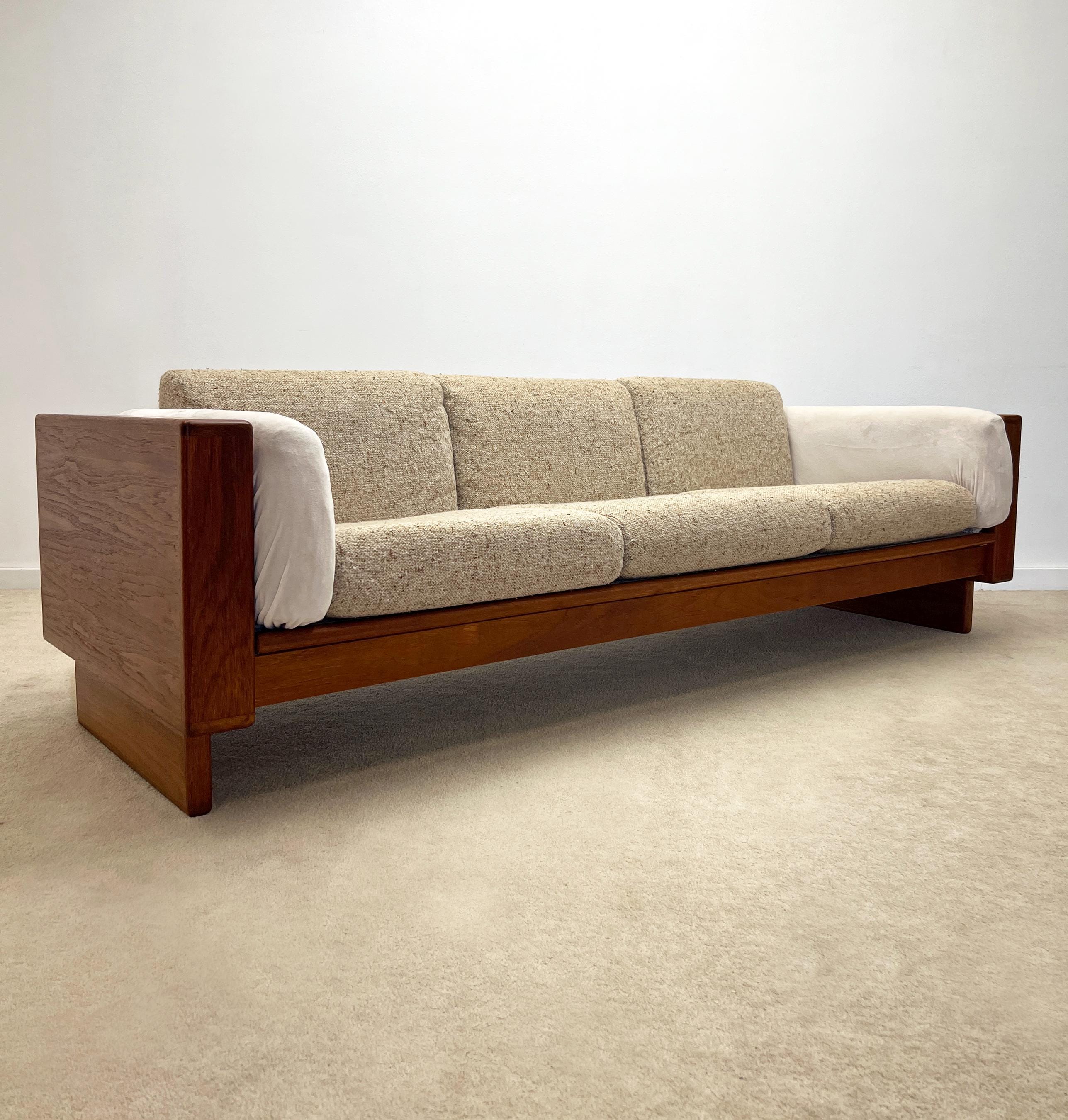 Danish modern teak frame case sofa couch 3 seater scandinavian mid century
