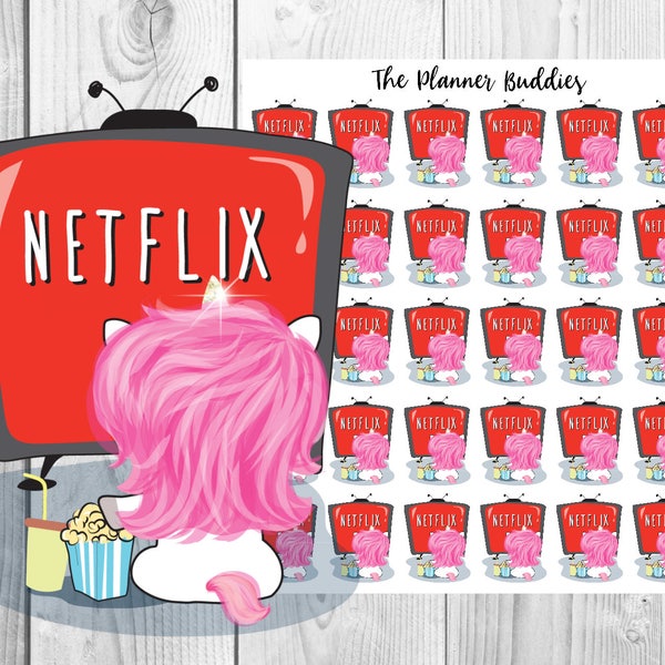 Luna the Unicorn, Planner Stickers, Unicorn Planner Stickers, Netflix, Binge Watch, TV
