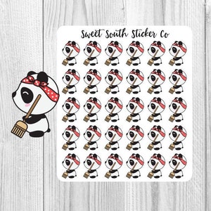 Presley the Panda, Panda Stickers, Cute Stickers, Planner Stickers, Chore Stickers, Small Stickers, Planning Stickers, Pandas, Cleaning