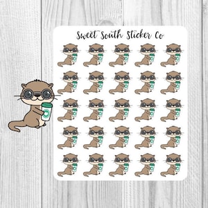 Ollie the Otter, Otter Stickers, Planner Stickers, Errands Stickers, Cute Stickers, Small Planner Stickers, Otters, Coffee Stickers