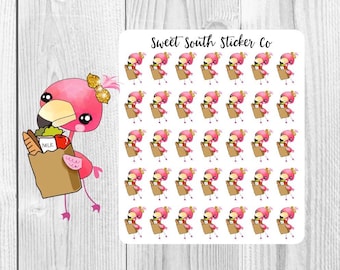 Felicia the Flamingo, Grocery, Shopping, To Do List, Planner Stickers